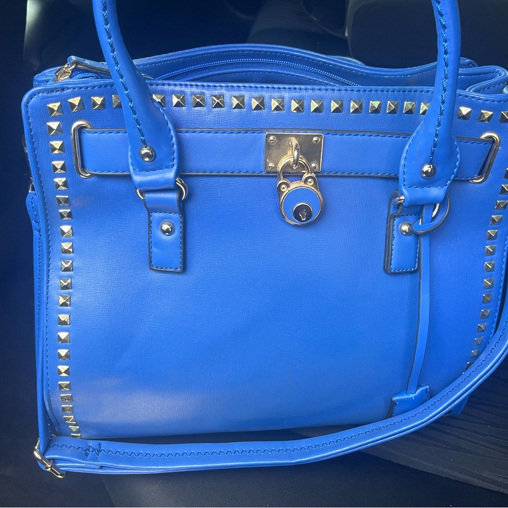 Blue Studded Handbag